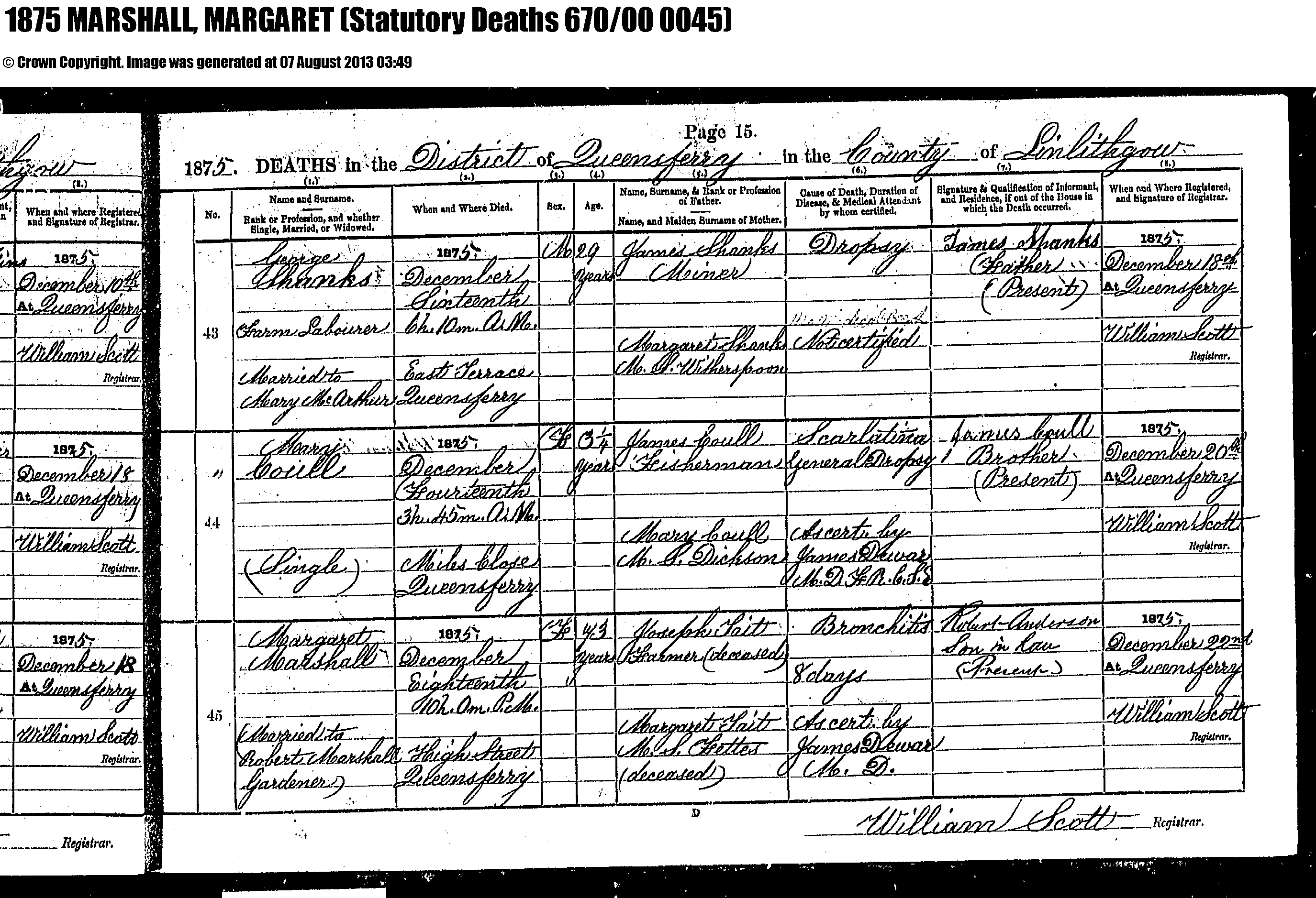 MargTaitDeath, 1875, Linked To: <a href='profiles/i2281.html' >Robert Marshall</a> and <a href='profiles/i2144.html' >Margaret Tait 🧬</a>