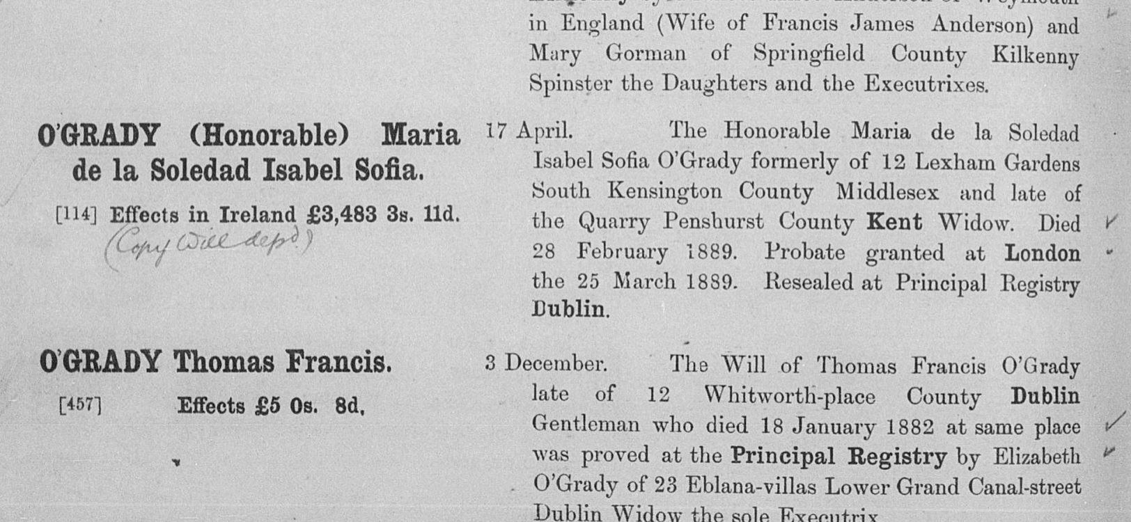 MariaDeSoledadBall_Probate1889, March 25, 1889, Linked To: <a href='i93.html' >Maria de la Soledad Isabel Sofia `Chloe` Ball</a>